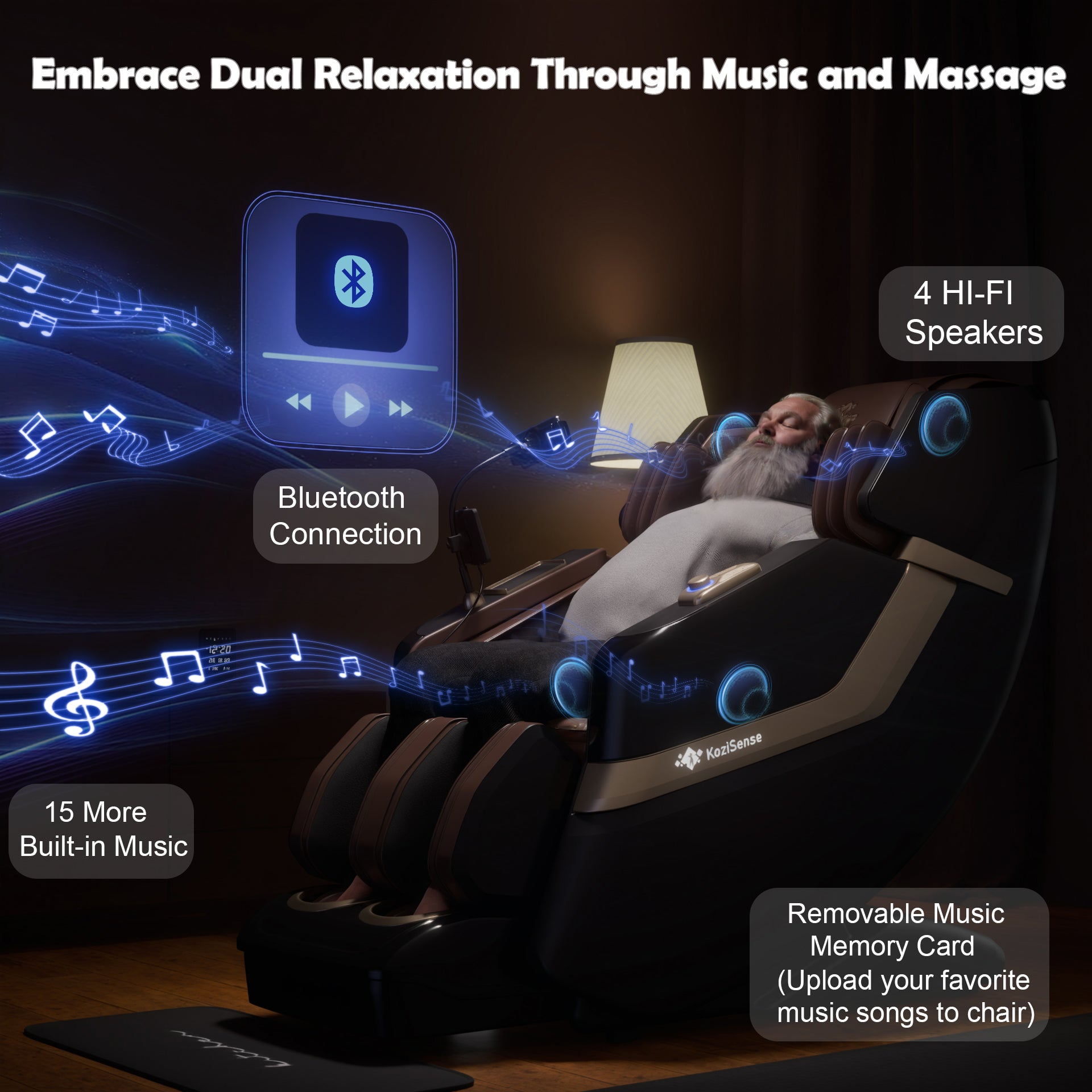 KoziSense KZ-313 New Heated Jade Stone Massage Chair — Renew