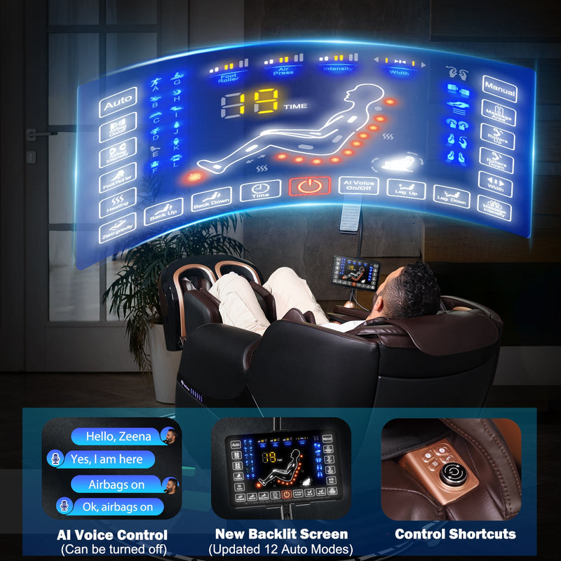 KoziSense 2026 Upgraded A18 3D SL-track Massage Chair - (Black And Brown)