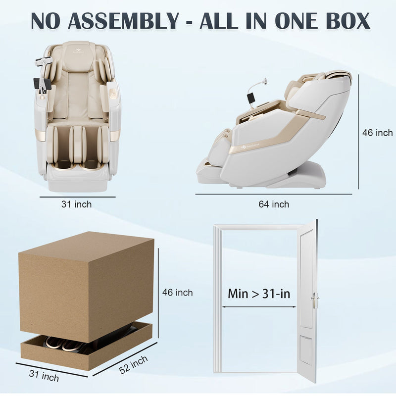 KoziSense KZ-313 New Heated Jade Stone Massage Chair (White)